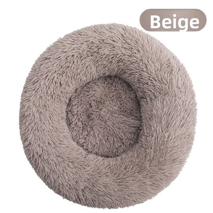 Plush Round Pet Bed for Dogs and Cats