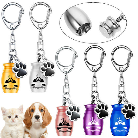 Commemorative Pet Paw Print Keychain Necklace Pendant