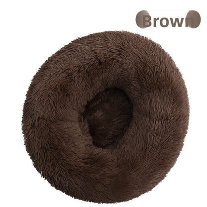 Plush Round Pet Bed for Dogs and Cats