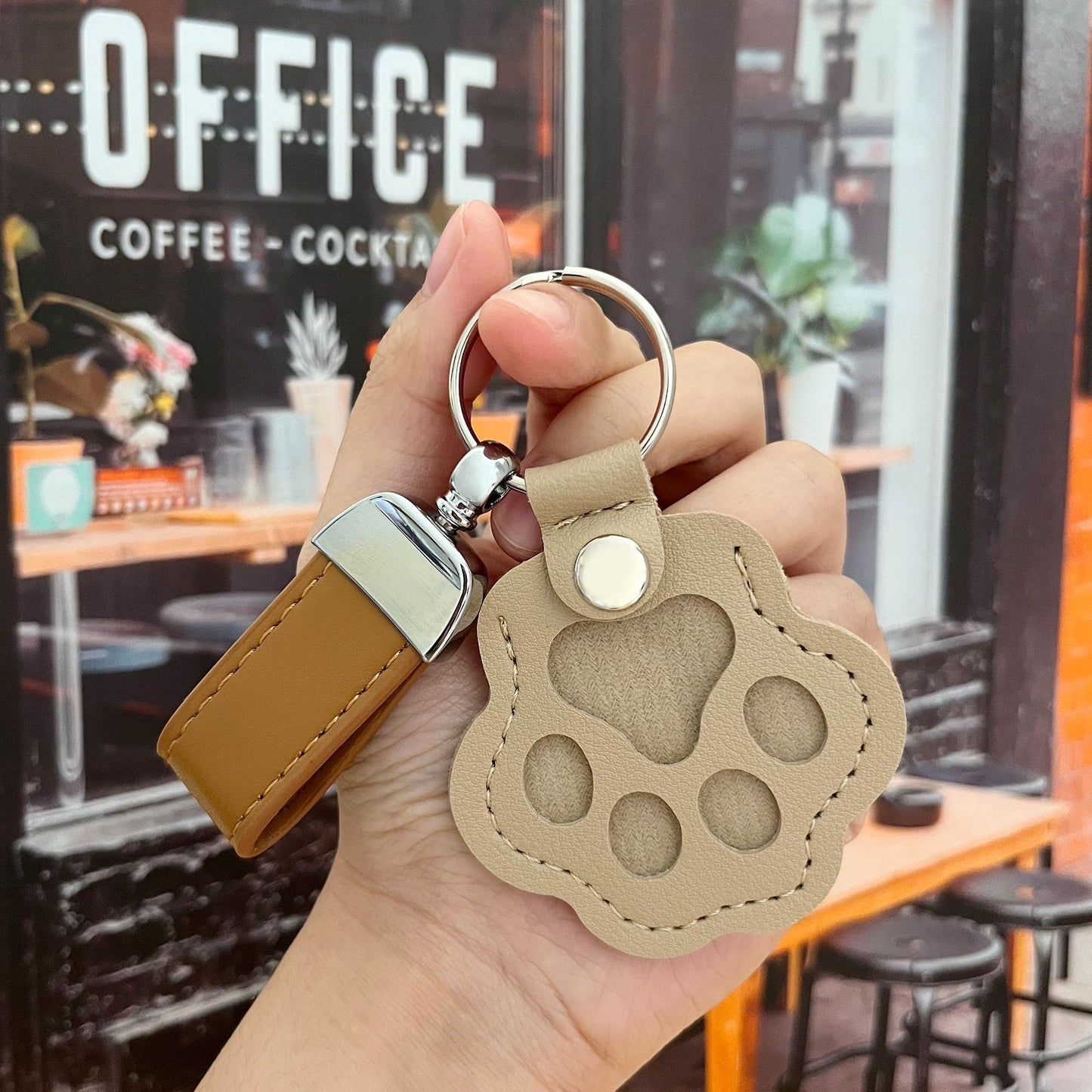 Pet Hair Memorial Keychain with Paw Charm