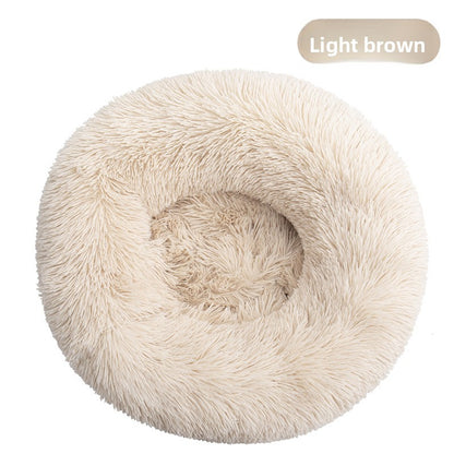 Plush Round Pet Bed for Dogs and Cats