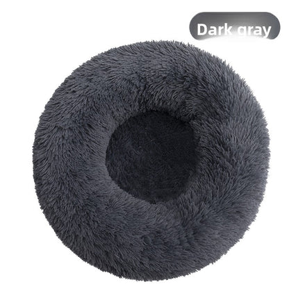 Plush Round Pet Bed for Dogs and Cats