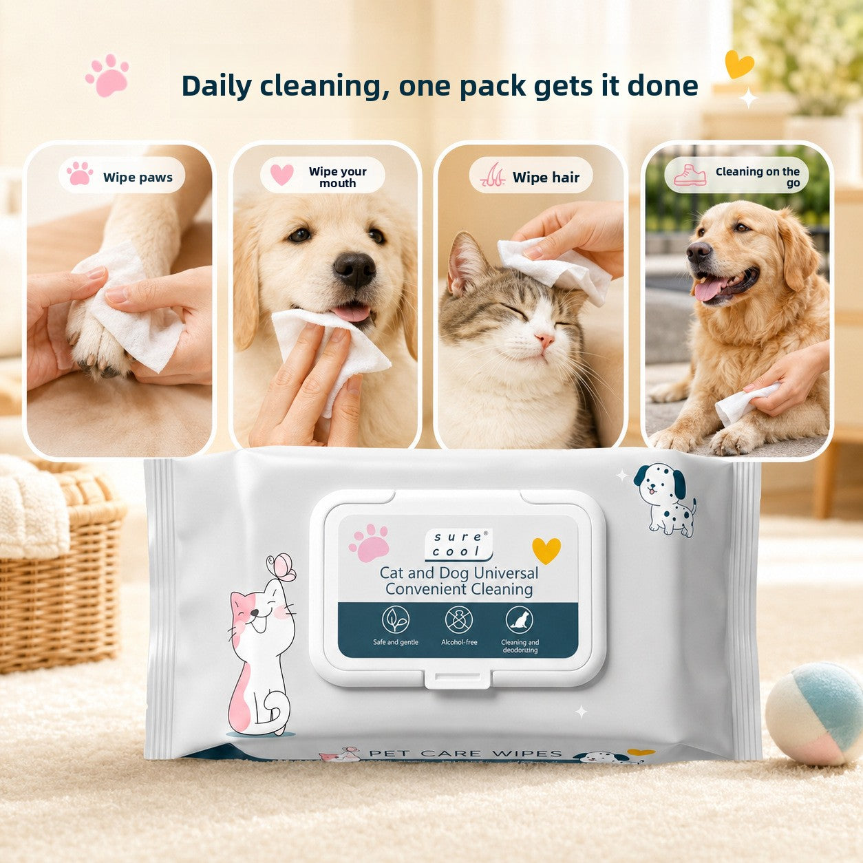 Pet Cleaning Wipes for Cats and Dogs