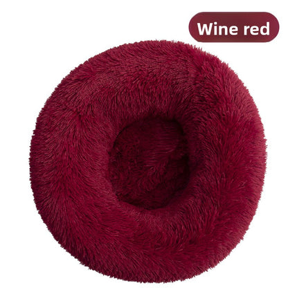 Plush Round Pet Bed for Dogs and Cats