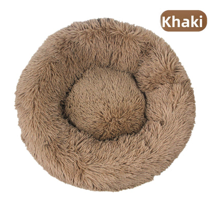 Plush Round Pet Bed for Dogs and Cats