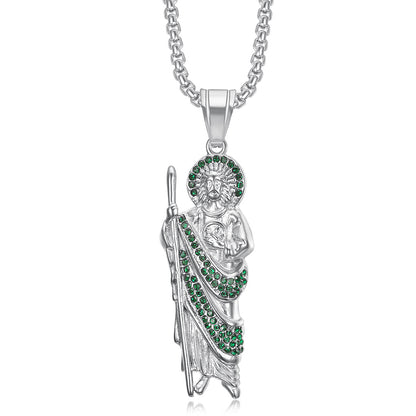 Stainless Steel Gold Plated Saint Jude Pendant Necklace