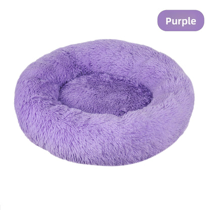 Plush Round Pet Bed for Dogs and Cats