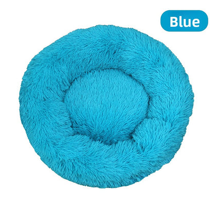 Plush Round Pet Bed for Dogs and Cats
